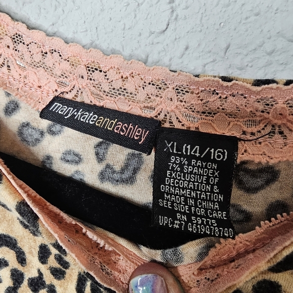 Mary Kate and Ashley Top Juniors Youth XL 14-16 Leopard Brown Tan Stretchy Soft - Picture 3 of 8